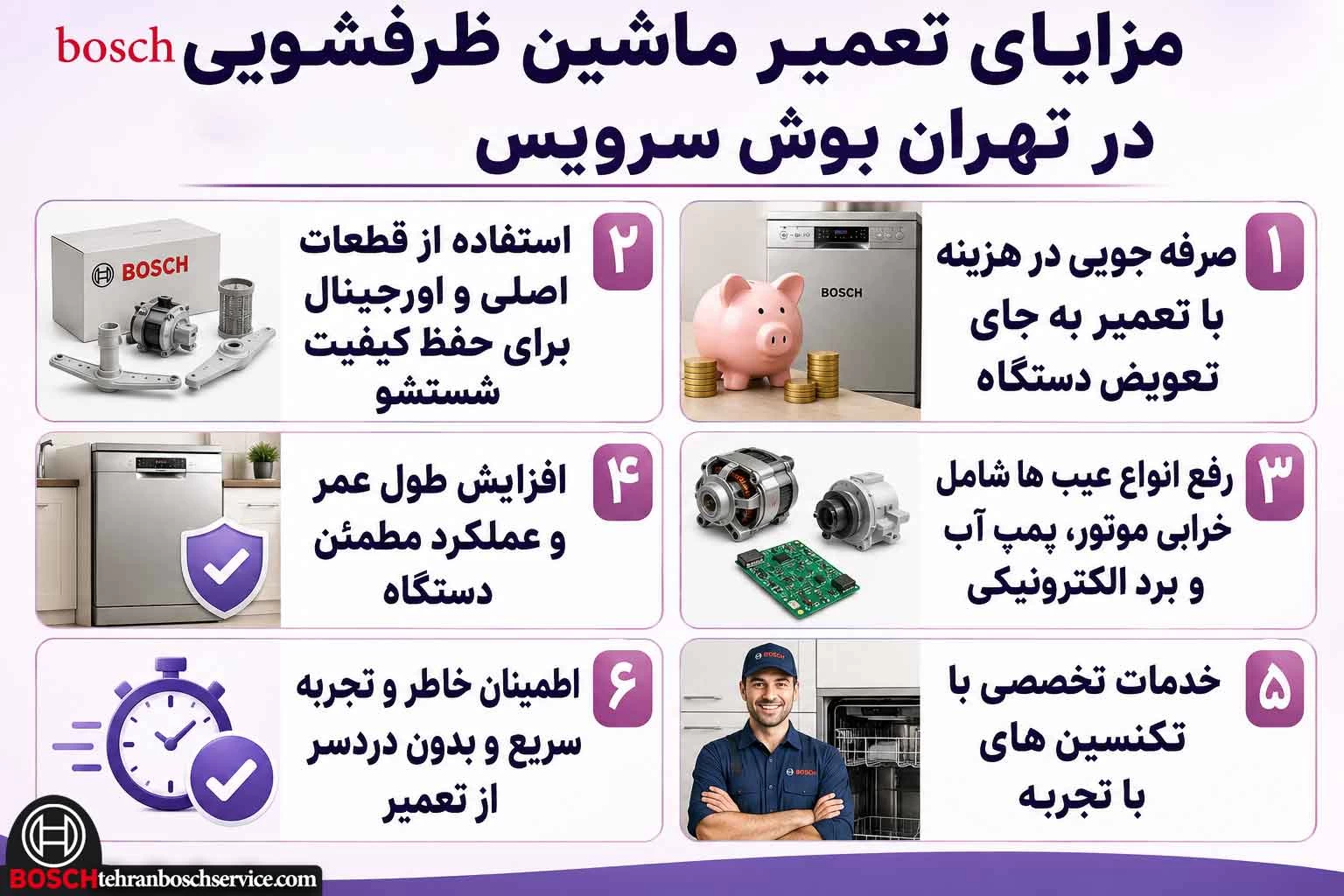 مزایای تعمیر ماشین ظرفشویی bosch در تهران بوش سرویس