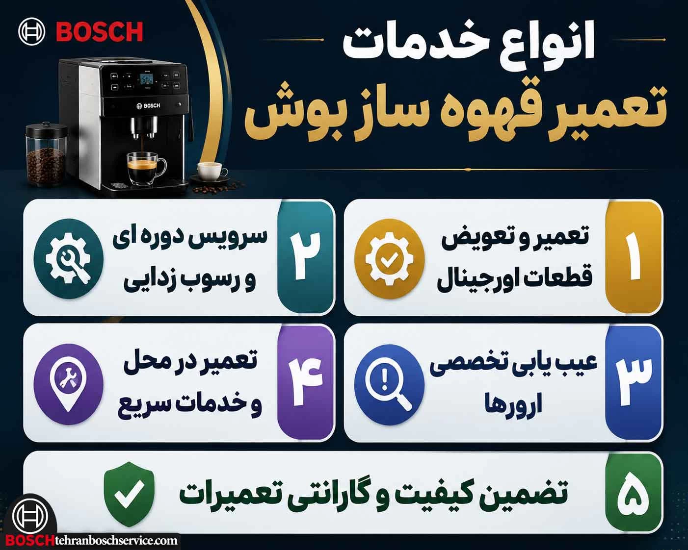 انواع خدمات تعمیر قهوه ساز بوش در این مرکز