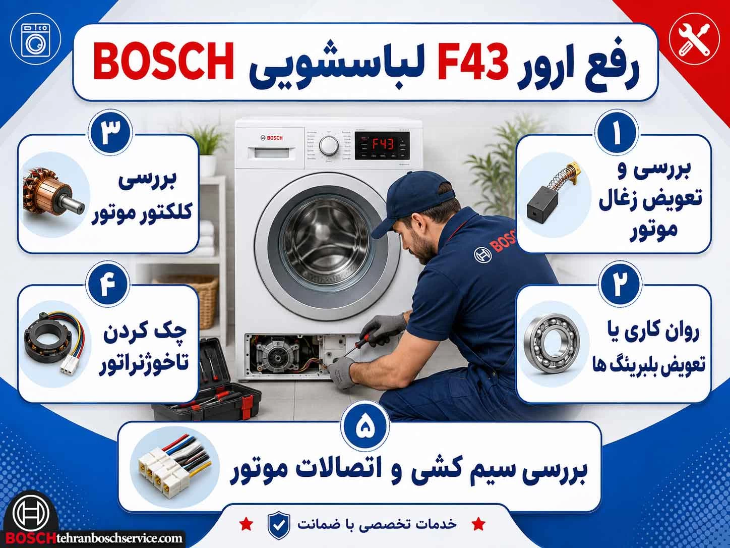 راه حل های ساده برای رفع ارور F43 لباسشویی BOSCH در خانه