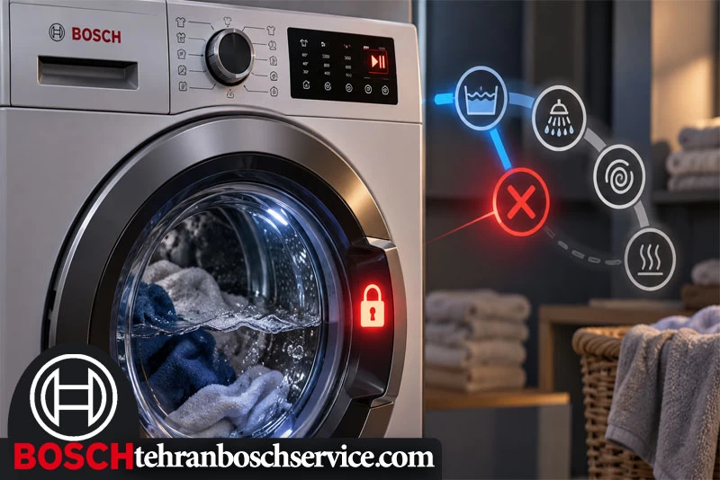 قفل شدن درب لباسشویی BOSCH
