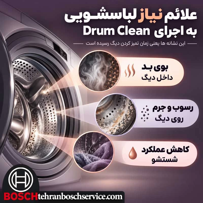 علائم نیاز لباسشویی به اجرای drum clean