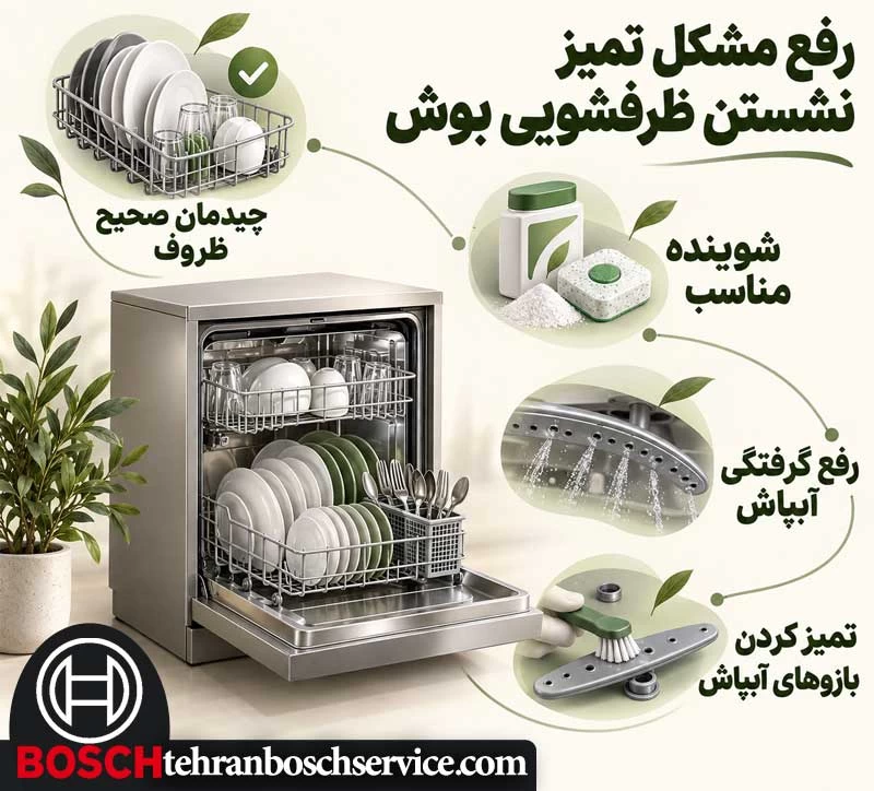 تمیز نشستن ماشین ظرفشویی بوش
