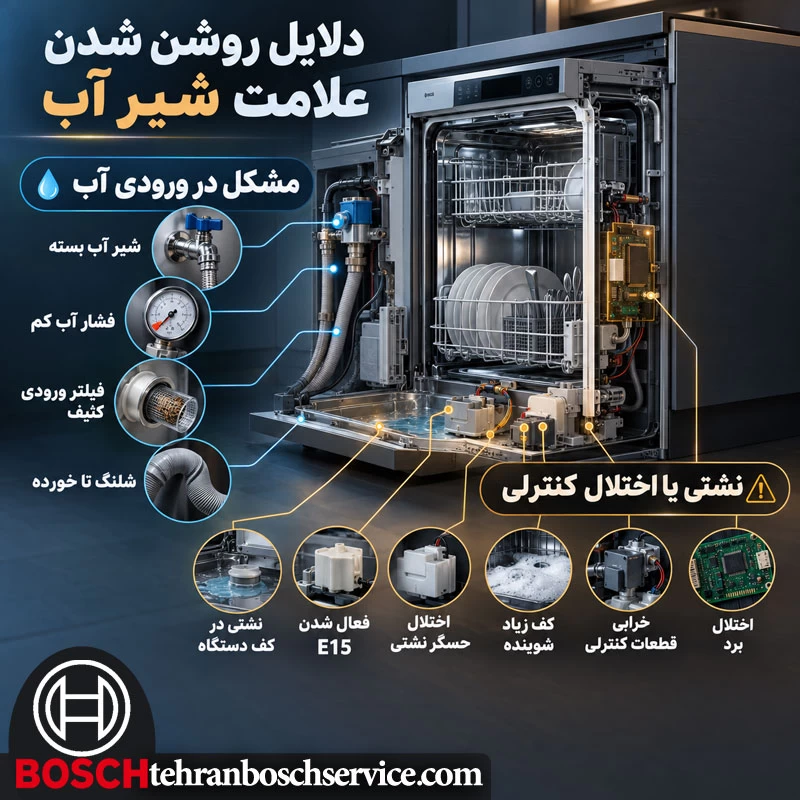 دلایل روشن شدن علامت شیر آب