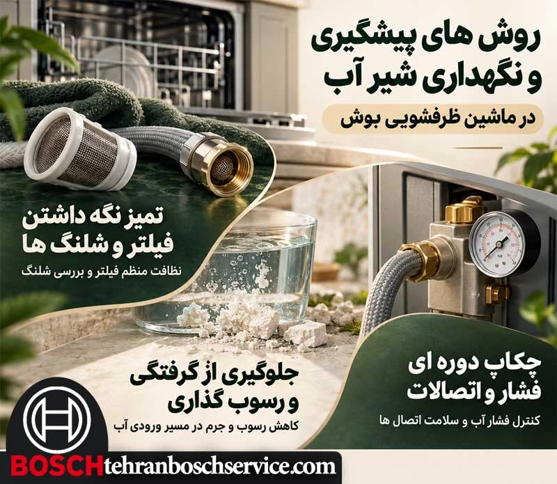 روش های پیشگیری و نگهداری شیر آب در ماشین ظرفشویی بوش